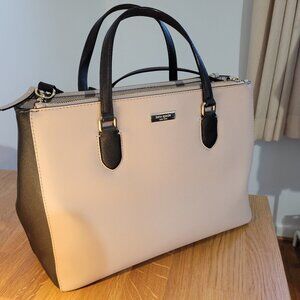Kate Spade Leighann Laurel Way Leather Satchel taupe/black Handbag